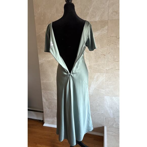 Baltic Born Sage Green Satin Midi Dress Small Wedding Guest Bridesmaid Softgirl - Picture 9 of 11